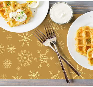 Individuais de mesa em vinil de Natal Flocos de neve dourados - TenStickers