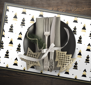 Individuais de mesa em vinil de Natal Padrão de árvore elegante d - TenStickers