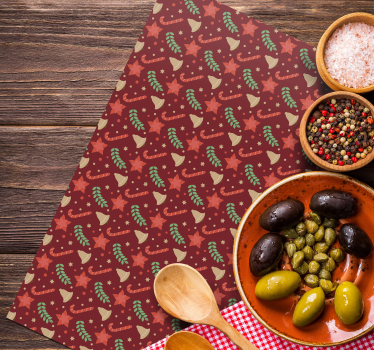Individuais de mesa em vinil de Natal Padrão de doce vermelho - TenStickers
