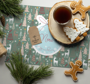 Individuais de mesa natalícios Padrão de Floresta de Natal - TenStickers