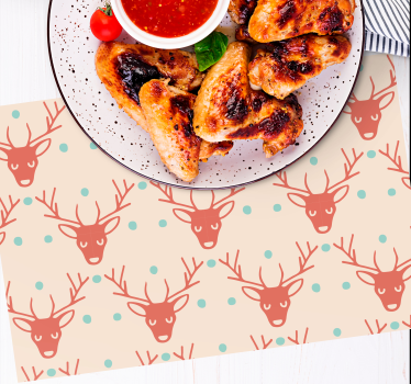 Individuais de mesa em vinil de Natal Padrão de renas vermelhas - TenStickers