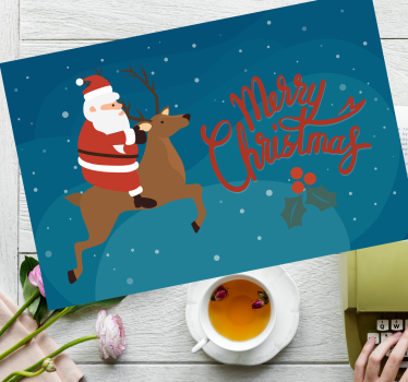Individuais de mesa em vinil de Natal Papai noel com desenho de r - TenStickers
