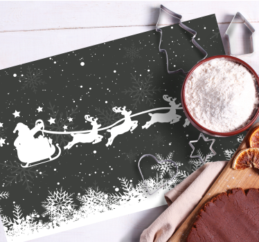 Individuais de mesa em vinil de Natal Trenó de papai noel preto e - TenStickers