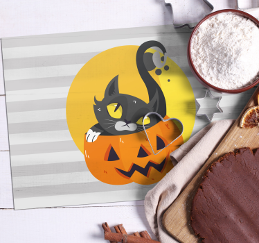 Individuais de mesa em vinil infantis Abóboras e gato preto - TenStickers
