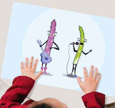 Individuais de mesa em vinil infantis Aspargos engraçados com uma - TenStickers