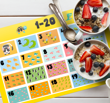Individuais de mesa em vinil infantis Calcule de 1 a 20 crianças - TenStickers