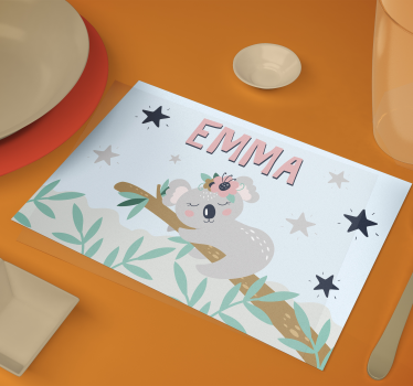 Individuais de mesa em vinil infantis Coala fofo para menina com  - TenStickers