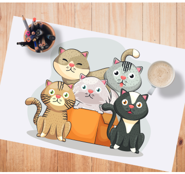 Individuais de mesa em vinil infantis Gatos na caixa - TenStickers