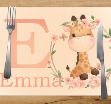 Individuais de mesa em vinil infantis Girafa fofa para menina com - TenStickers