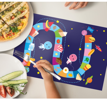 Individuais de mesa em vinil infantis Jogo de comida espacial par - TenStickers
