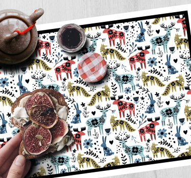 Individuais de mesa em vinil infantis Linda rena e raposa - TenStickers