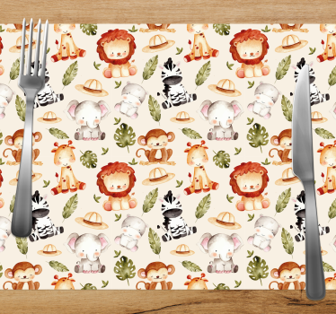 Individuais de mesa em vinil infantis Safari bege - TenStickers