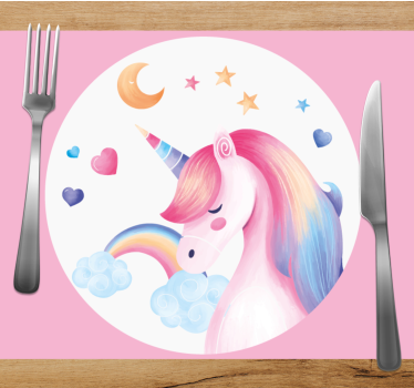 Individuais de mesa em vinil infantis Unicórnio arco-íris - TenStickers
