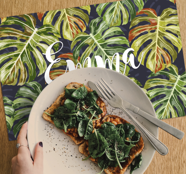 Individuais de mesa florais personalizados de monstera - TenStickers