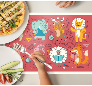 Individuais de mesa infantis amigos animais coloridos - TenStickers