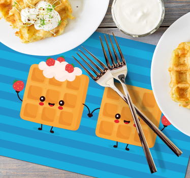 Individuais de mesa infantis amigos felizes de waffle - TenStickers