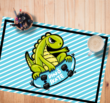 Individuais de mesa infantis aventura do dino no skate - TenStickers