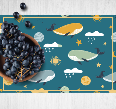 Individuais de mesa infantis baleias e padrões celestiais - TenStickers