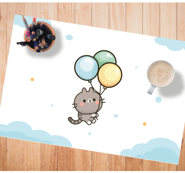 Individuais de mesa infantis balões de gato fofos - TenStickers