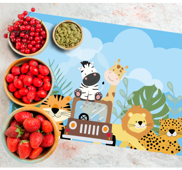 Individuais de mesa infantis cena de safari animal - TenStickers