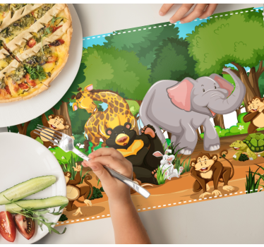 Individuais de mesa infantis cena divertida de animais - TenStickers