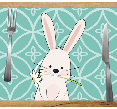 Individuais de mesa infantis coelhinho fofo com flor - TenStickers