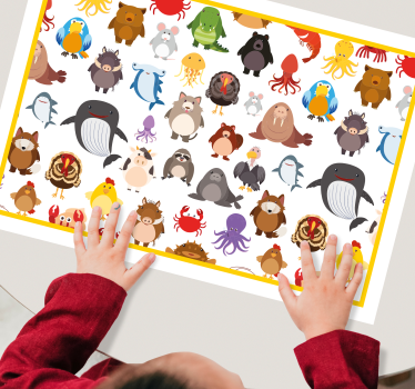 Individuais de mesa infantis coleção de animais coloridos - TenStickers