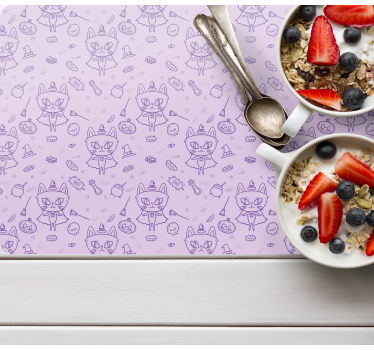 Individuais de mesa infantis com estampa de gato divertido - TenStickers