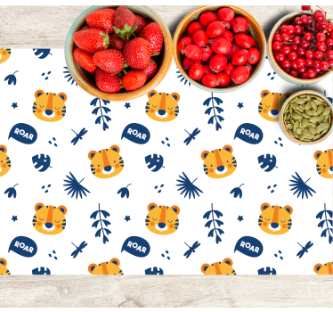 Individuais de mesa infantis com estampa de rosto de tigre - TenStickers
