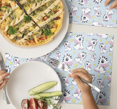 Individuais de mesa infantis com estampa de zebra fofa - TenStickers