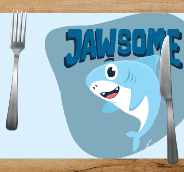 Individuais de mesa infantis com gráfico de tubarão alegre - TenStickers