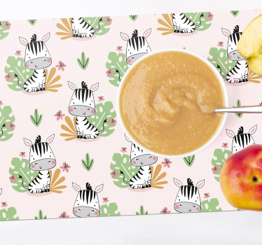 Individuais de mesa infantis com padrão de zebra fofo - TenStickers