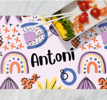Individuais de mesa infantis com padrões arco-íris coloridos - TenStickers