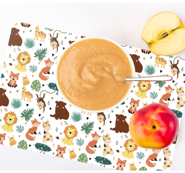 Individuais de mesa infantis com padrões de animais fofos - TenStickers