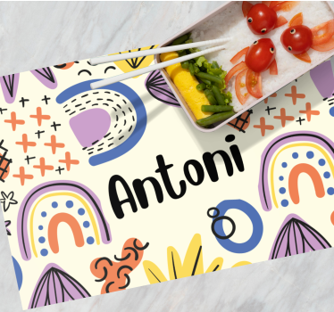 Individuais de mesa infantis com padrões de nomes coloridos - TenStickers