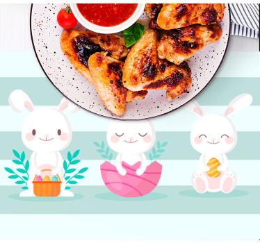 Individuais de mesa infantis com personagens de coelho fofos - TenStickers