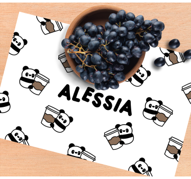 Individuais de mesa infantis com personagens de panda fofos - TenStickers