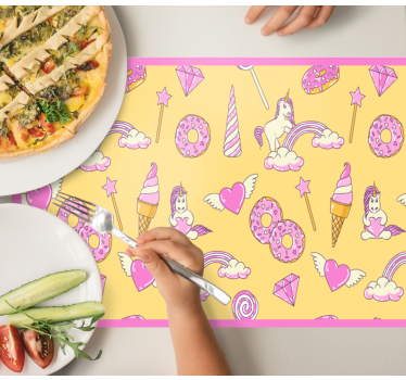 Individuais de mesa infantis diversão de unicórnio - TenStickers