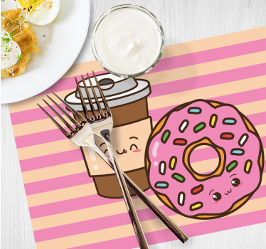 Individuais de mesa infantis donut de café fofo - TenStickers