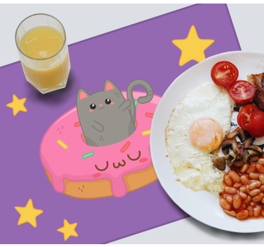 Individuais de mesa infantis donut de gato fofo - TenStickers