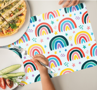 Individuais de mesa infantis elementos arco-Íris alegres - TenStickers