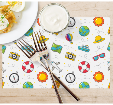 Individuais de mesa infantis elementos de viagem divertidos - TenStickers