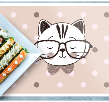Individuais de mesa infantis gato com Óculos - TenStickers