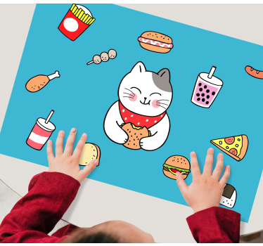 Individuais de mesa infantis gato fofo comendo - TenStickers