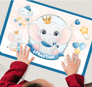 Individuais de mesa infantis ilustração de elefante fofo - TenStickers
