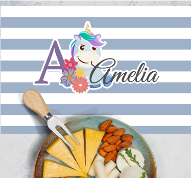 Individuais de mesa infantis ilustração de nome de unicórnio - TenStickers