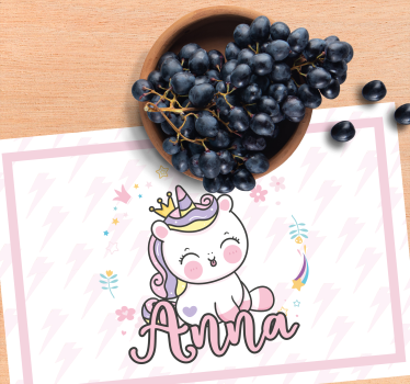 Individuais de mesa infantis ilustração de unicórnio fofa - TenStickers