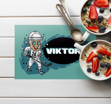 Individuais de mesa infantis jogador de hóquei em cartoon - TenStickers