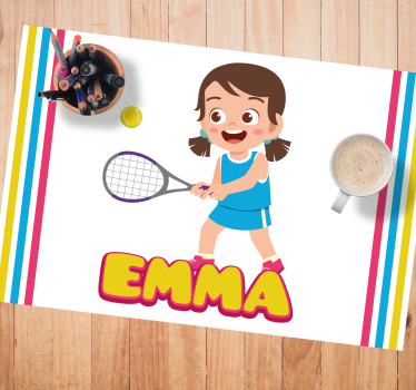Individuais de mesa infantis jogador de tênis feliz - TenStickers