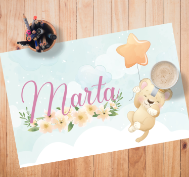 Individuais de mesa infantis leão fofo com balão - TenStickers